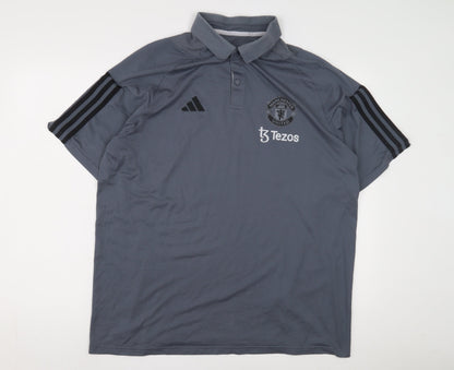Adidas Grey Unisex Adults XL Football Polo Shirt