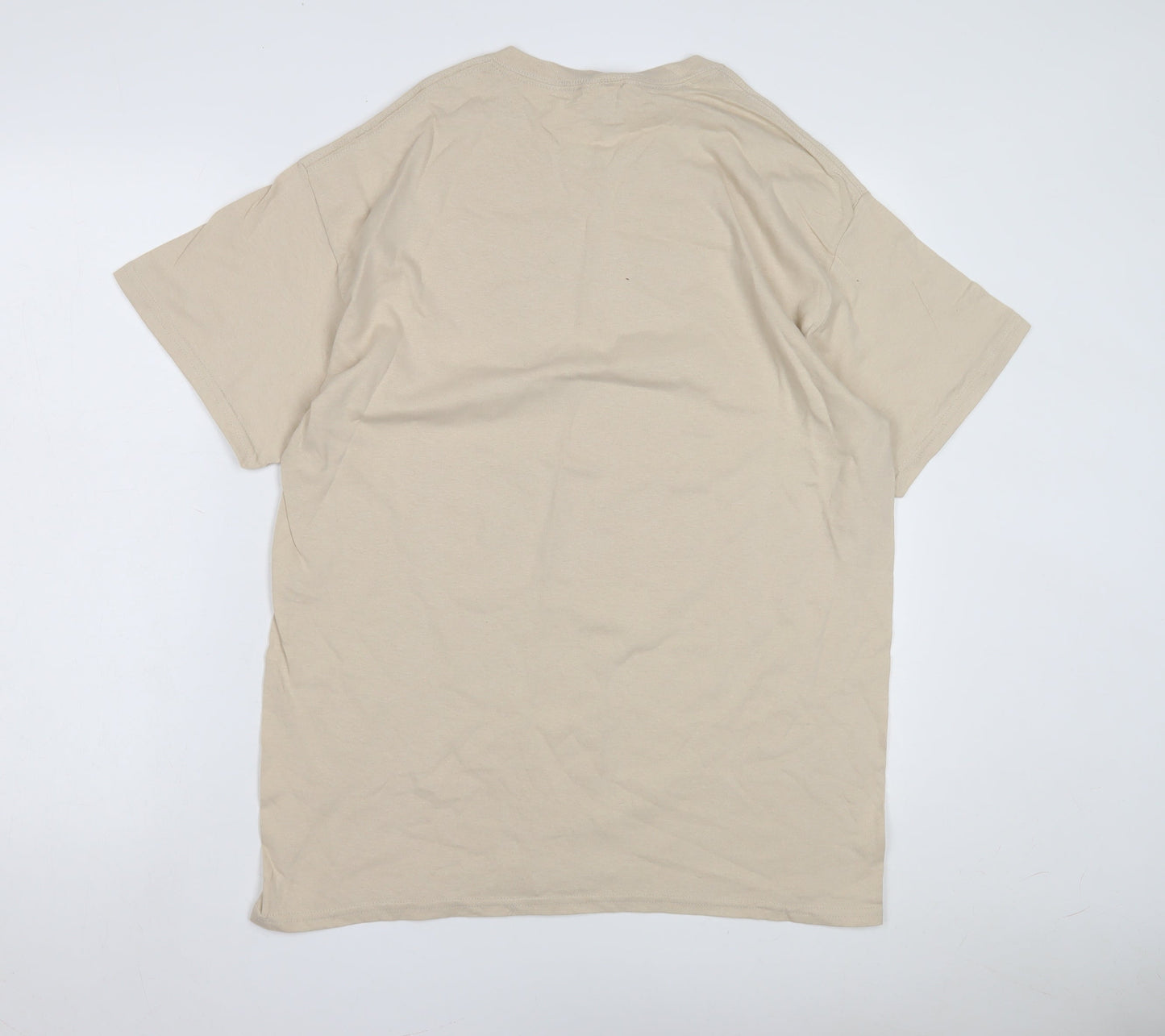 Mens UK Size L Gildan Beige  T-Shirt