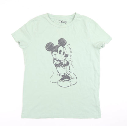 Womens UK Size 8 Disney Green Basic T-Shirt
