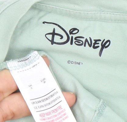 Womens UK Size 8 Disney Green Basic T-Shirt