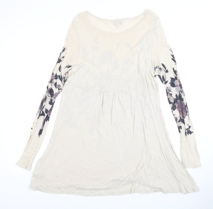 Phase Eight Women's Beige Floral Long Sleeve Dress Size 12