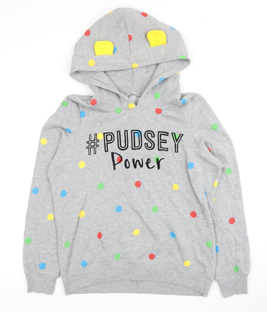 George Women's Grey Polka Dot Hooded Jacket Size 12