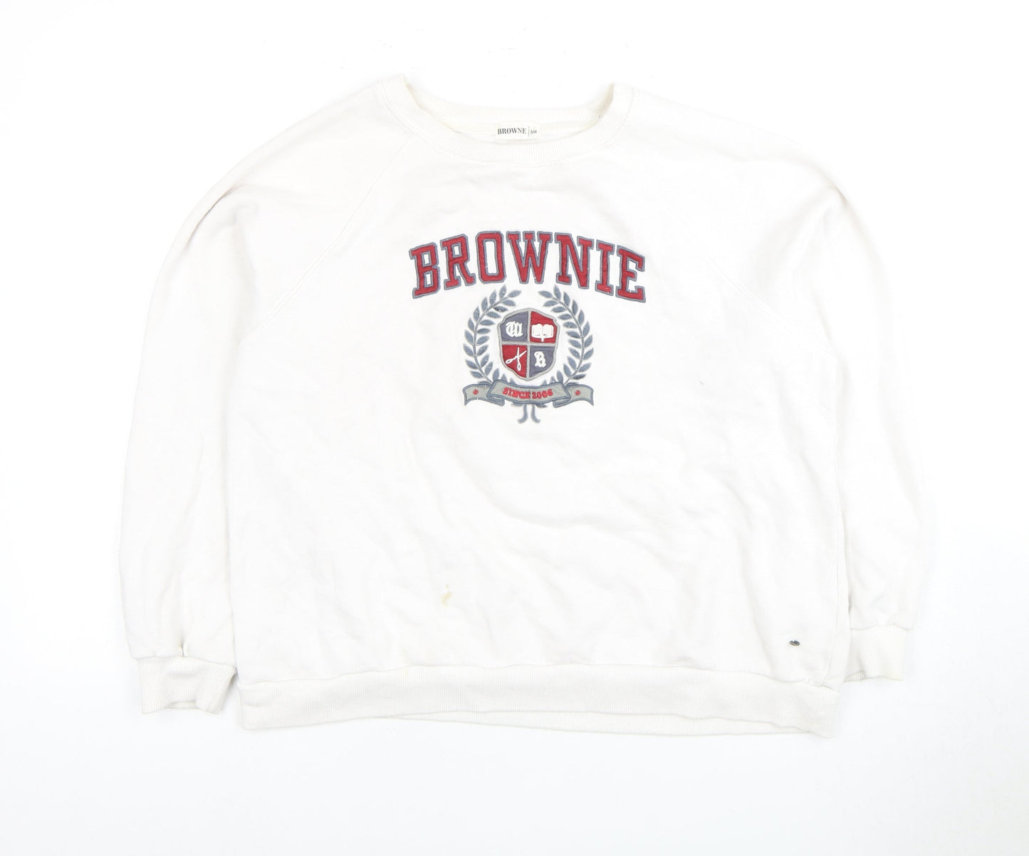 BROWNIE Women's White Pullover Sweatshirt S