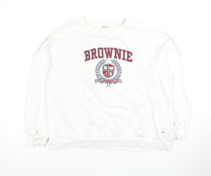 BROWNIE Women's White Pullover Sweatshirt S