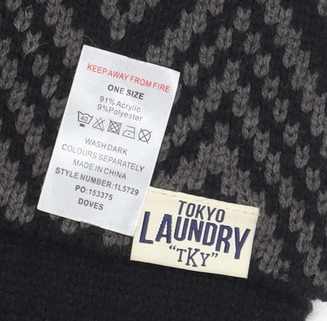 Tokyo Laundry Unisex Black Grey Geometric Knit Scarf