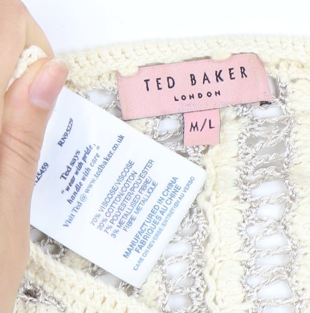 Womens UK Size M Ted Baker Ivory Shrug Jumper