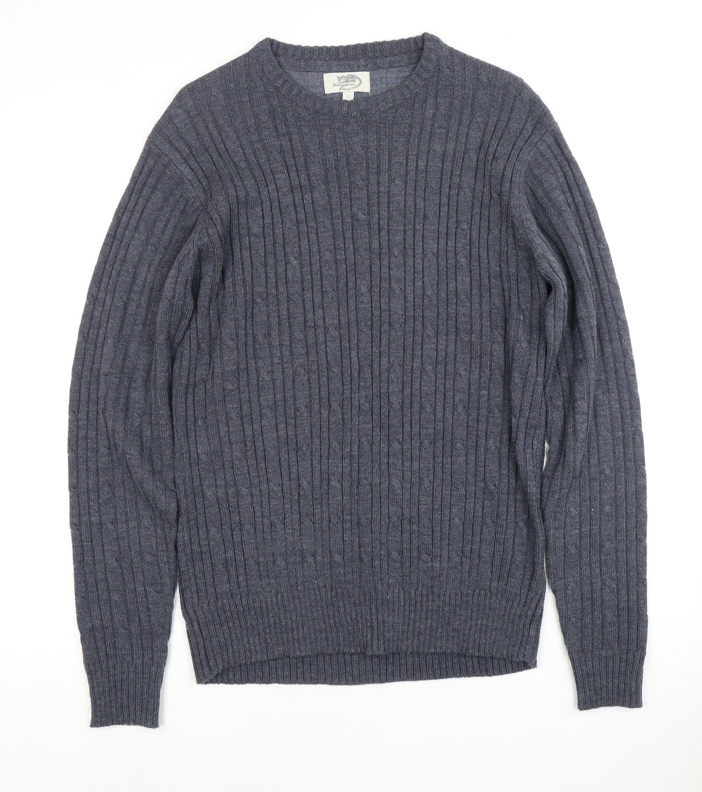 Men's Blue Cable-Knit Pullover Jumper, Size S
