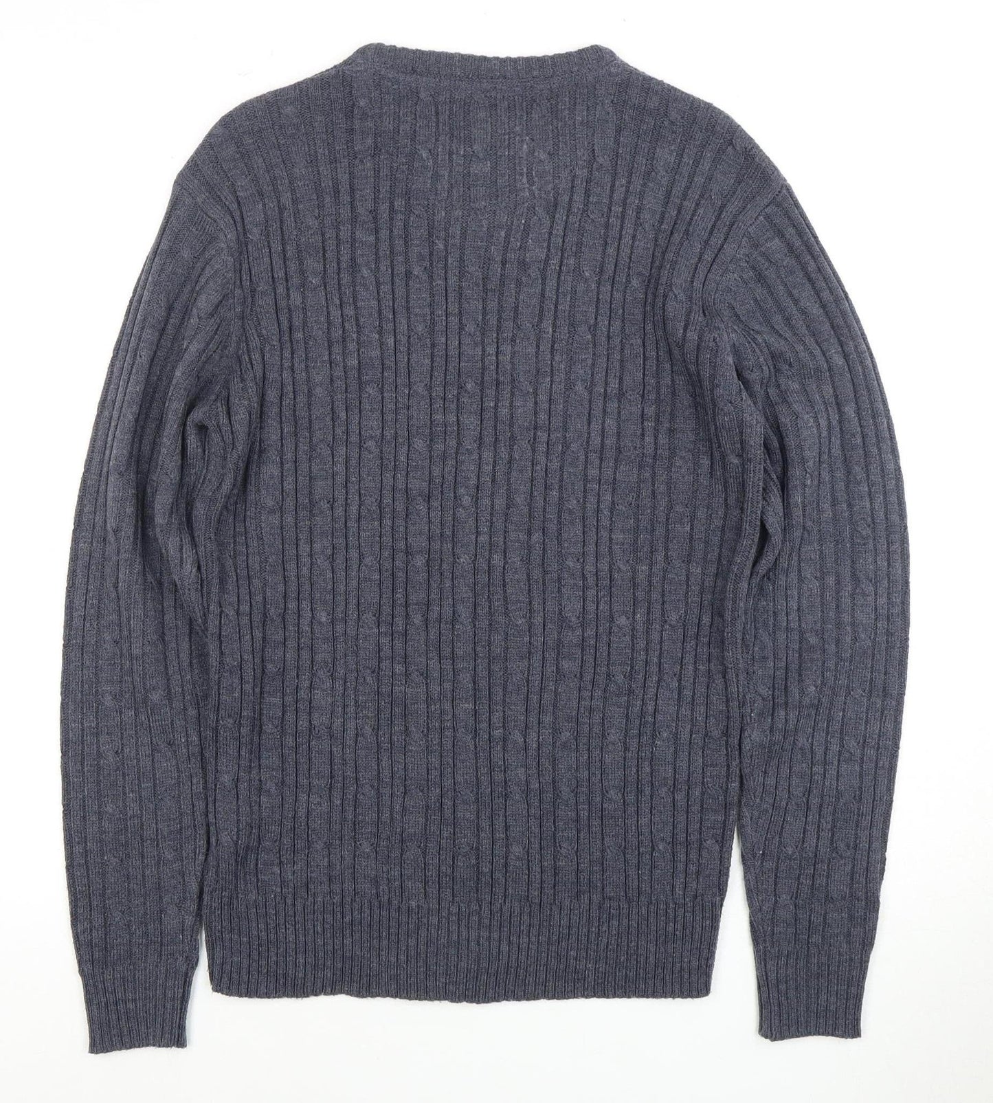 Men's Blue Cable-Knit Pullover Jumper, Size S