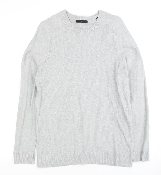 Jack & Jones Men's Grey Cotton Pullover Jumper M