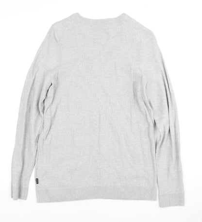 Jack & Jones Men's Grey Cotton Pullover Jumper M