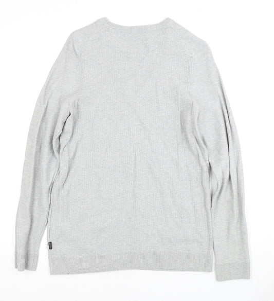 Jack & Jones Men's Grey Cotton Pullover Jumper M