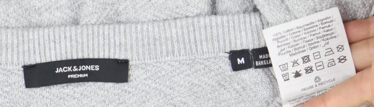 Jack & Jones Men's Grey Cotton Pullover Jumper M