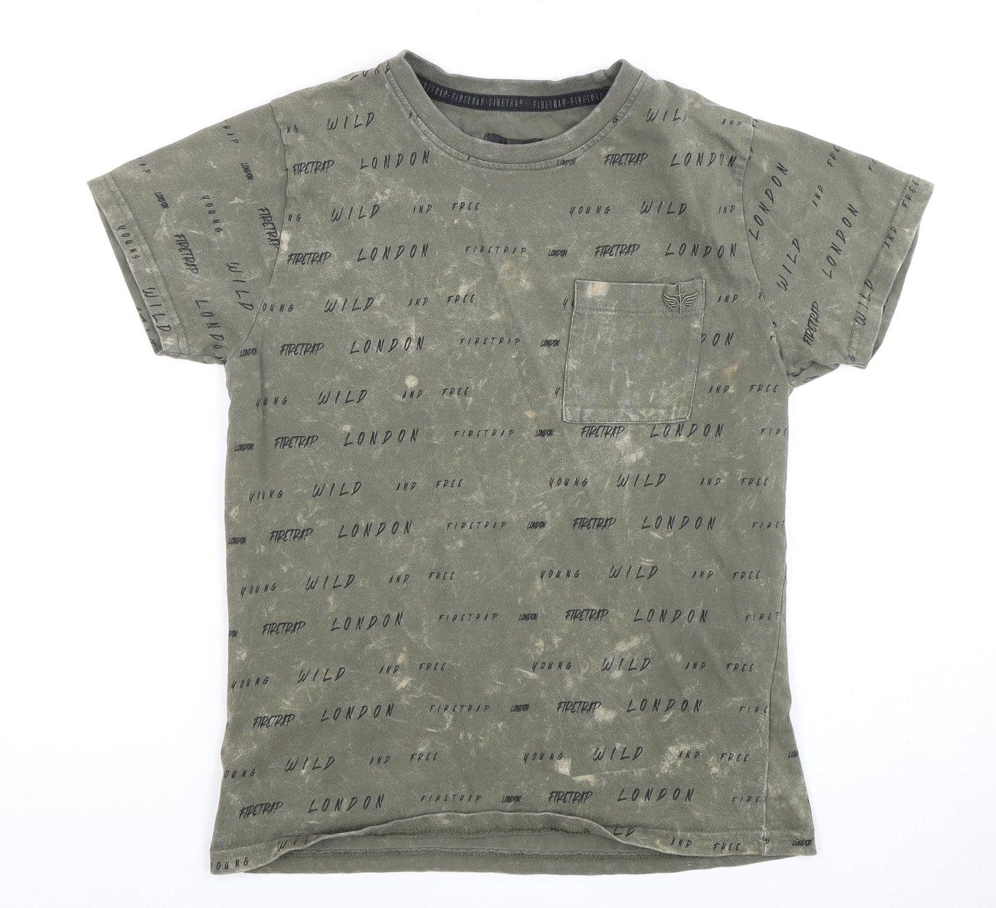 Firetrap Boys Green London Theme T-Shirt 11-12 Years