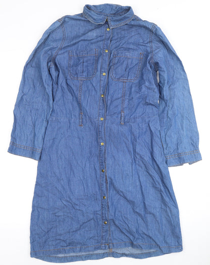 Dorothy Perkins Women's Blue Denim Shirt Dress Size 10
