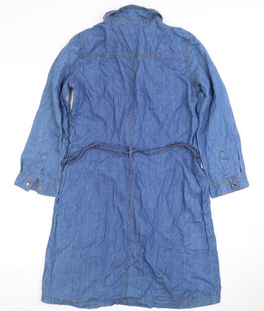 Dorothy Perkins Women's Blue Denim Shirt Dress Size 10