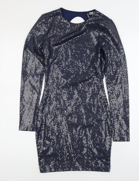 H&M Women's Blue XS Bodycon Sequin Dress