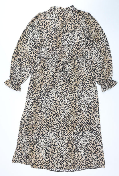 New Look Women's Beige Animal Print Dress Size 10