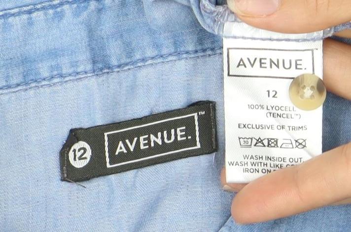 Avenue Women's Blue Shirt Dress Size 12 Long Sleeve