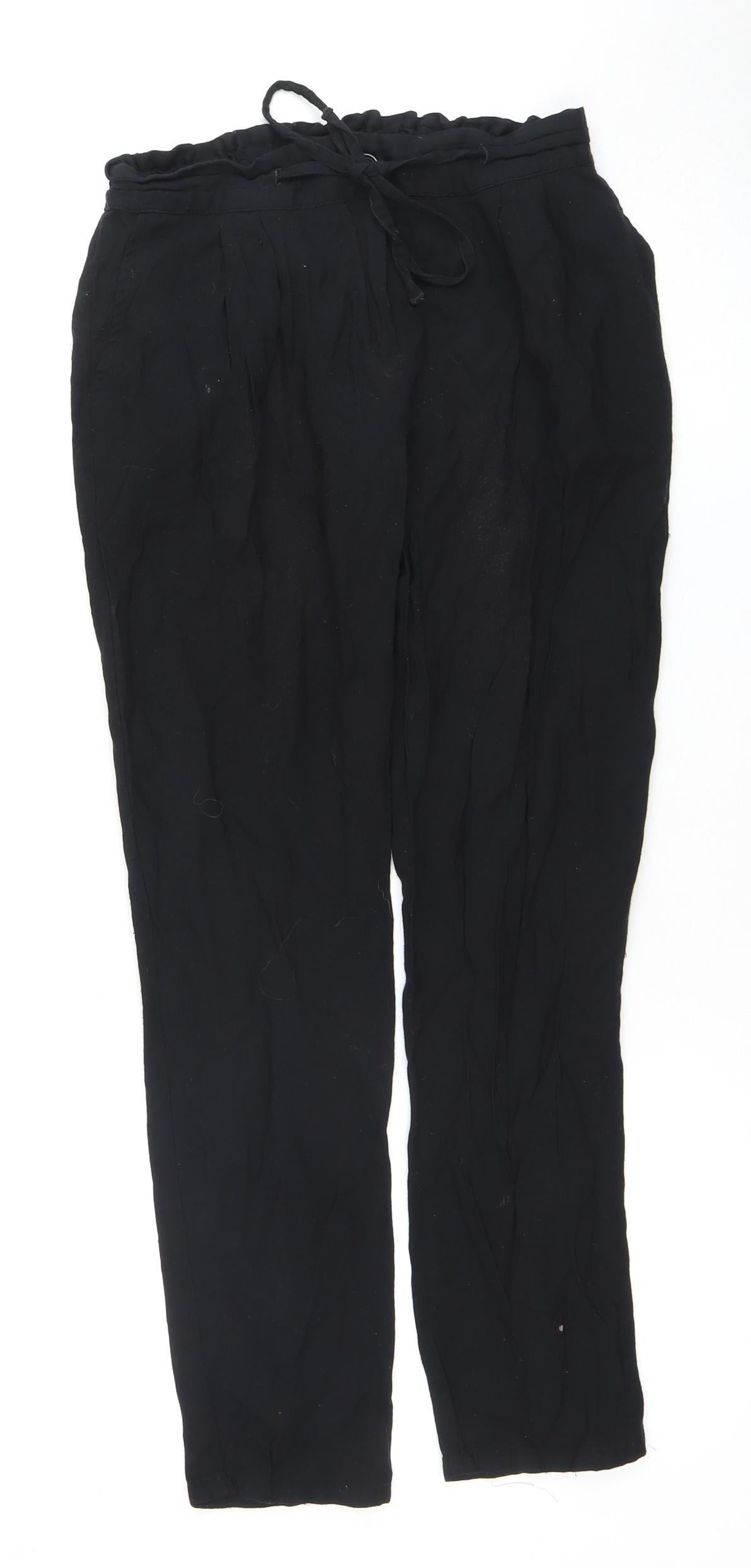 Womens UK Size 8 NEXT Relaxed Fit Casual Workwear Black Trousers