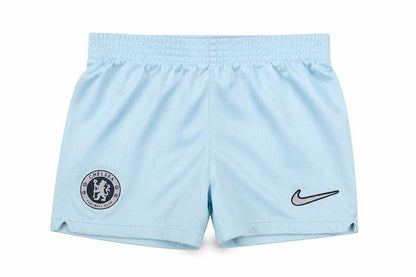 Front view of Nike unisex baby blue shorts 12-18 months sports elastic waist