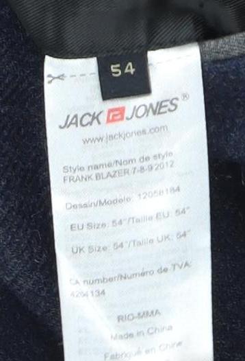 Mens UK Size 44 JACK & JONES Regular Blue Suit Jacket
