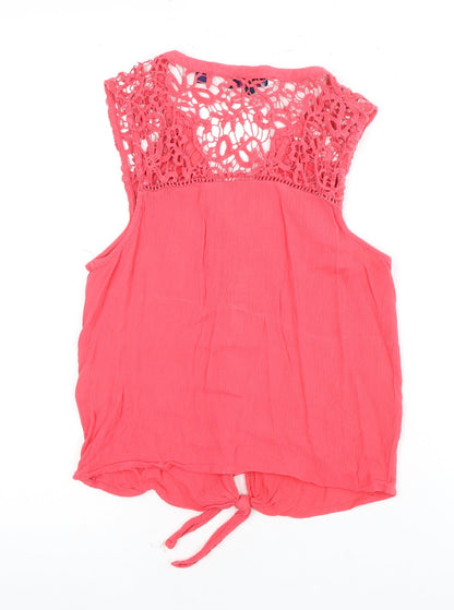 Womens UK Size XS Superdry Pink Cropped Blouse