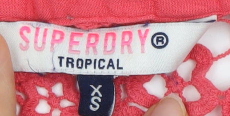 Womens UK Size XS Superdry Pink Cropped Blouse