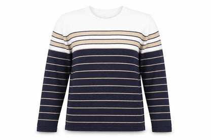 Front view of Lyle & Scott unisex multicoloured striped pullover s