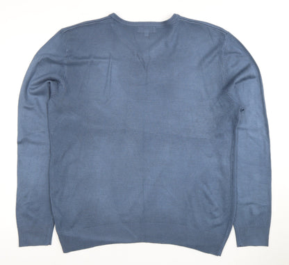 Thomas Nash Men's Blue V-Neck Pullover Jumper M