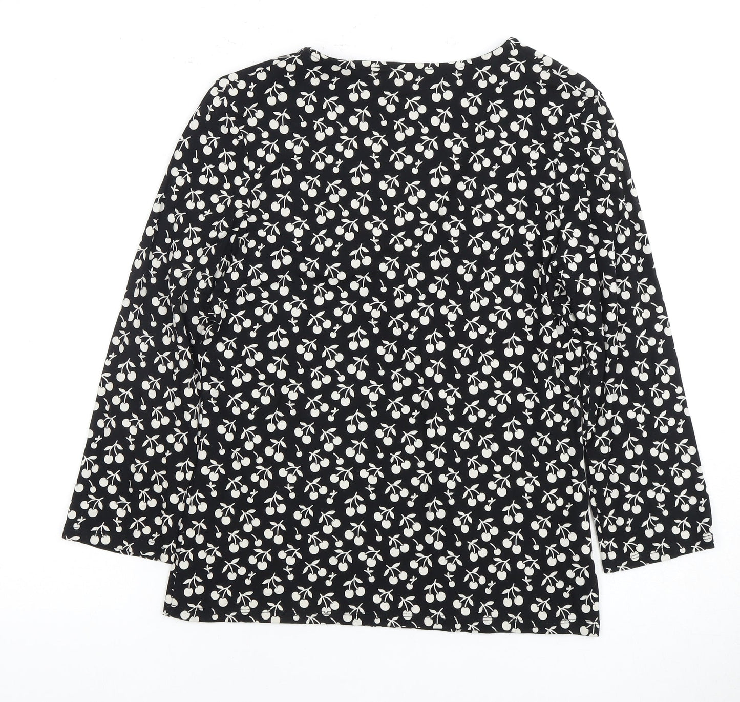 Laura Ashley Women's Black Floral V-Neck Blouse Size 12