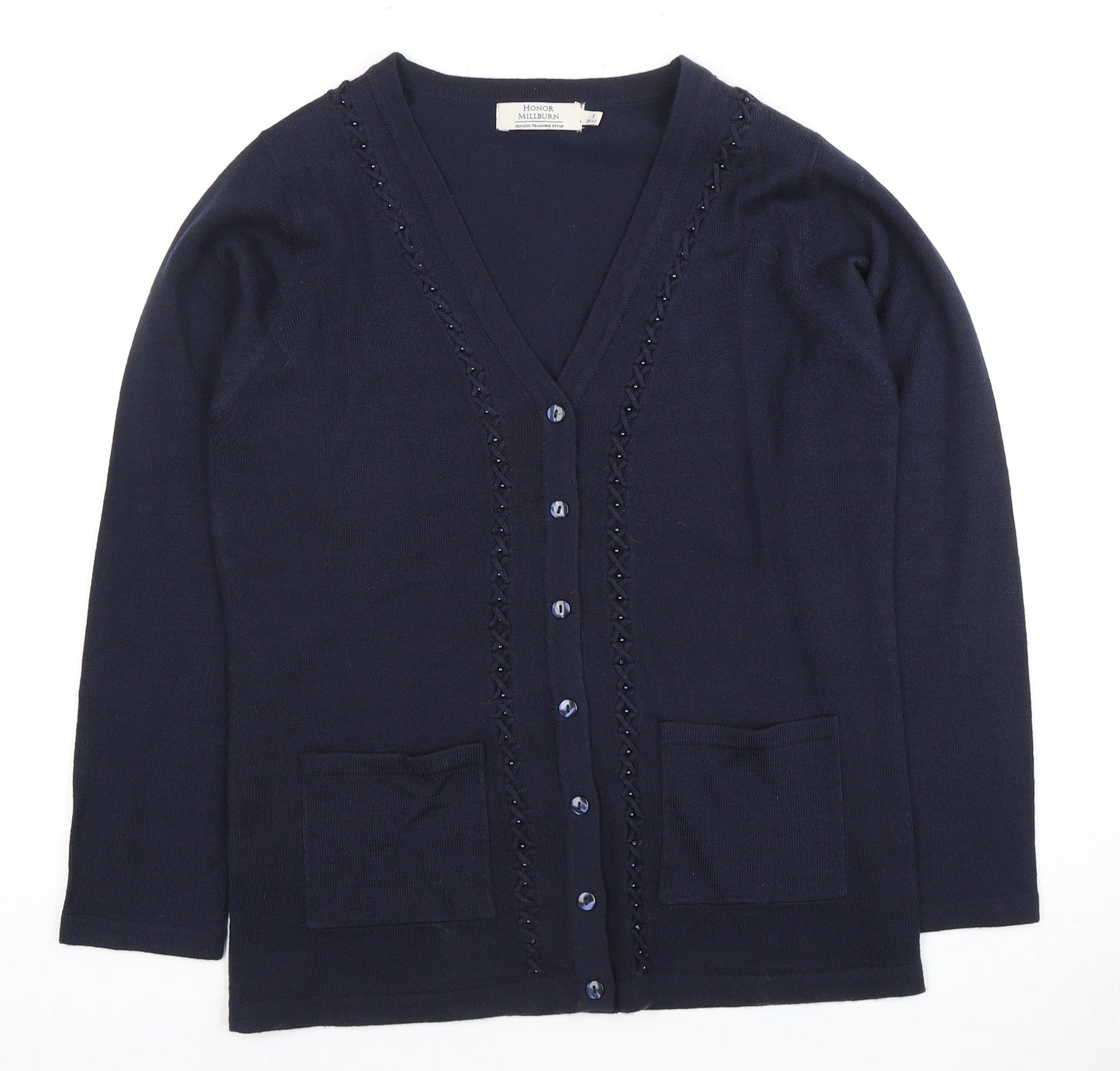 Honor Millburn Women's Blue V-Neck Cardigan S