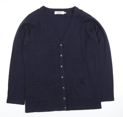 Honor Millburn Women's Blue V-Neck Cardigan S