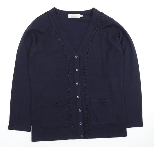 Honor Millburn Women's Blue V-Neck Cardigan S