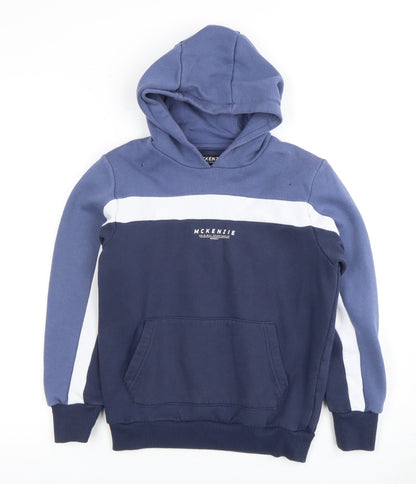 McKenzie Boys Blue Pullover Hoodie M Logo Colourblock Style