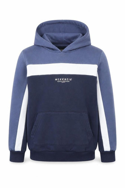 McKenzie Boys Blue Pullover Hoodie M Logo Colourblock Style