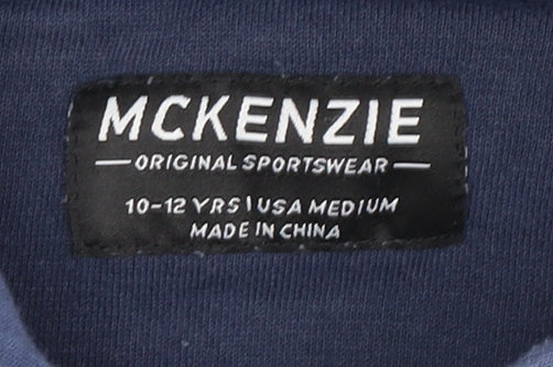McKenzie Boys Blue Pullover Hoodie M Logo Colourblock Style