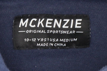 McKenzie Boys Blue Pullover Hoodie M Logo Colourblock Style