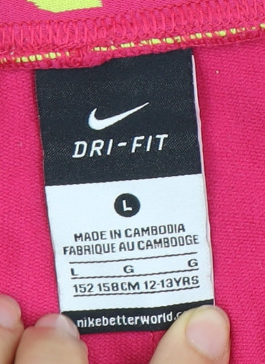 Nike Girls Pink Trousers 12-13 Years Cotton Blend Activewear