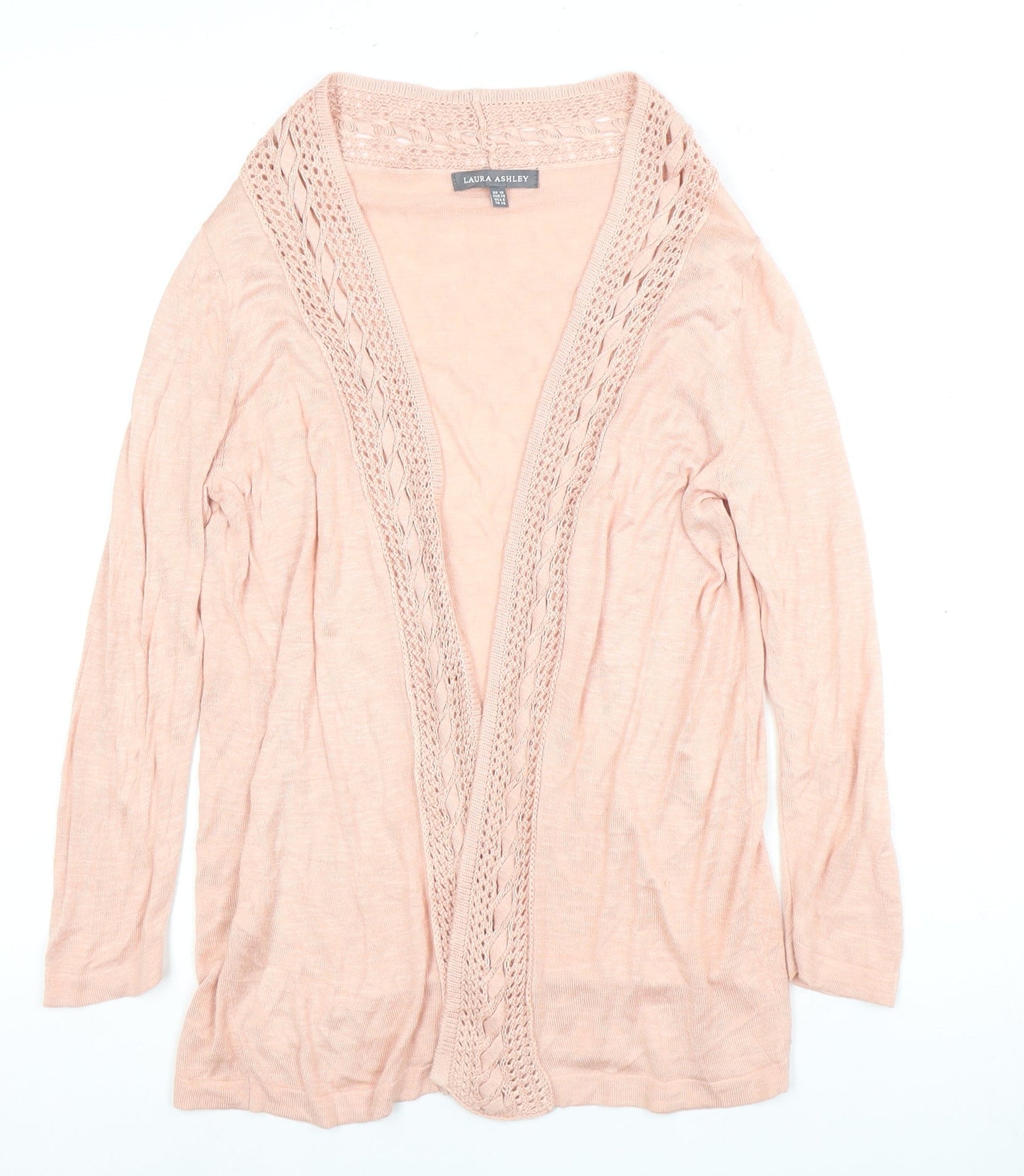 Laura Ashley Women's Pink Open Front Cardigan Size 10