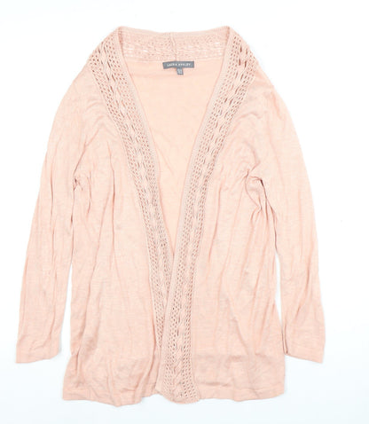 Laura Ashley Women's Pink Open Front Cardigan Size 10