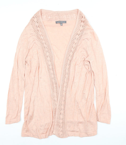 Laura Ashley Women's Pink Open Front Cardigan Size 10
