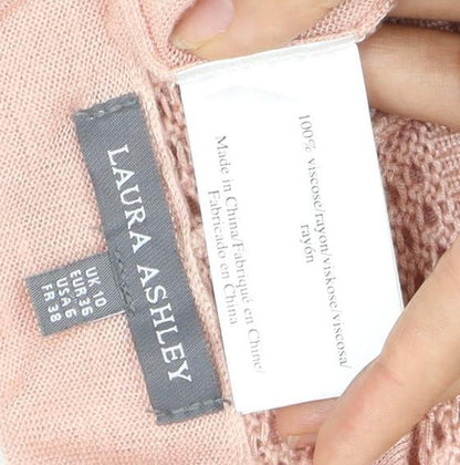 Laura Ashley Women's Pink Open Front Cardigan Size 10