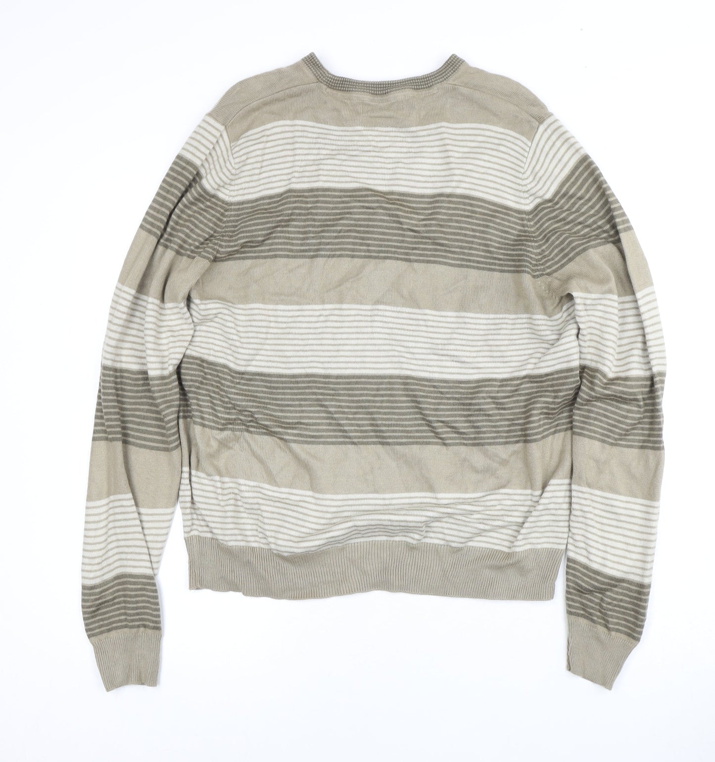 Marks and Spencer Men's Beige Striped Pullover Jumper M