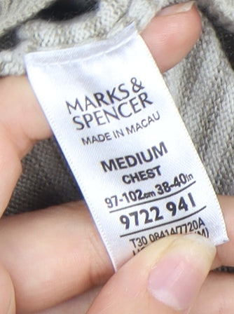 Marks and Spencer Men's Beige Striped Pullover Jumper M