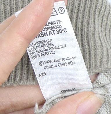 Marks and Spencer Men's Beige Striped Pullover Jumper M