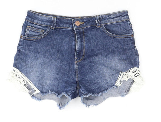 Marks and Spencer Teen Blue Denim Lace Cut-Off Shorts Size 12