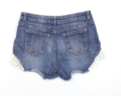 Marks and Spencer Teen Blue Denim Lace Cut-Off Shorts Size 12