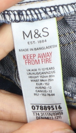 Marks and Spencer Teen Blue Denim Lace Cut-Off Shorts Size 12