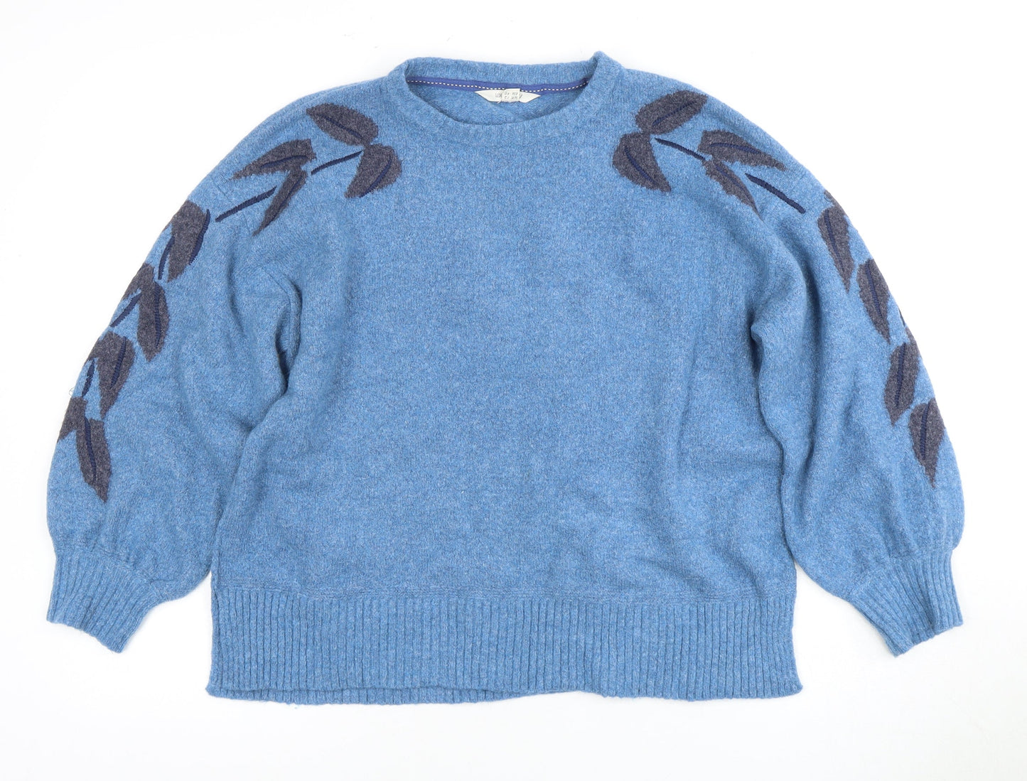Forget-Me-Not Women's Blue Floral Jumper, Size 12, Crew Neck
