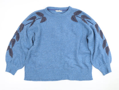 Forget-Me-Not Women's Blue Floral Jumper, Size 12, Crew Neck